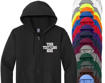 Customizable Full-Zip Hoodie: Gildan Heavy Blend, Vinyl or Glitter Print 18600