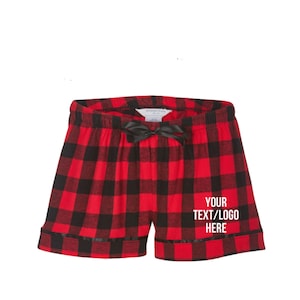 Party Favor Sleepover Gift Team Spiritwear Custom Personalized Womens Flannel Style Boxer Red Black Color PJ Collection Customized Boxers