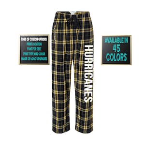 Custom Made Personalized Flannel Style Womens Pants Black and Gold Color Scheme Customized Pants Pajama PJ Collection