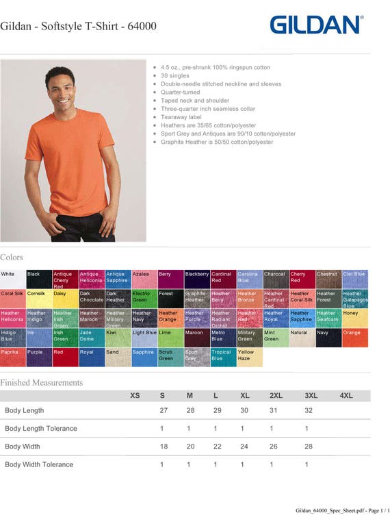 Gildan Softstyle Youth Size Chart