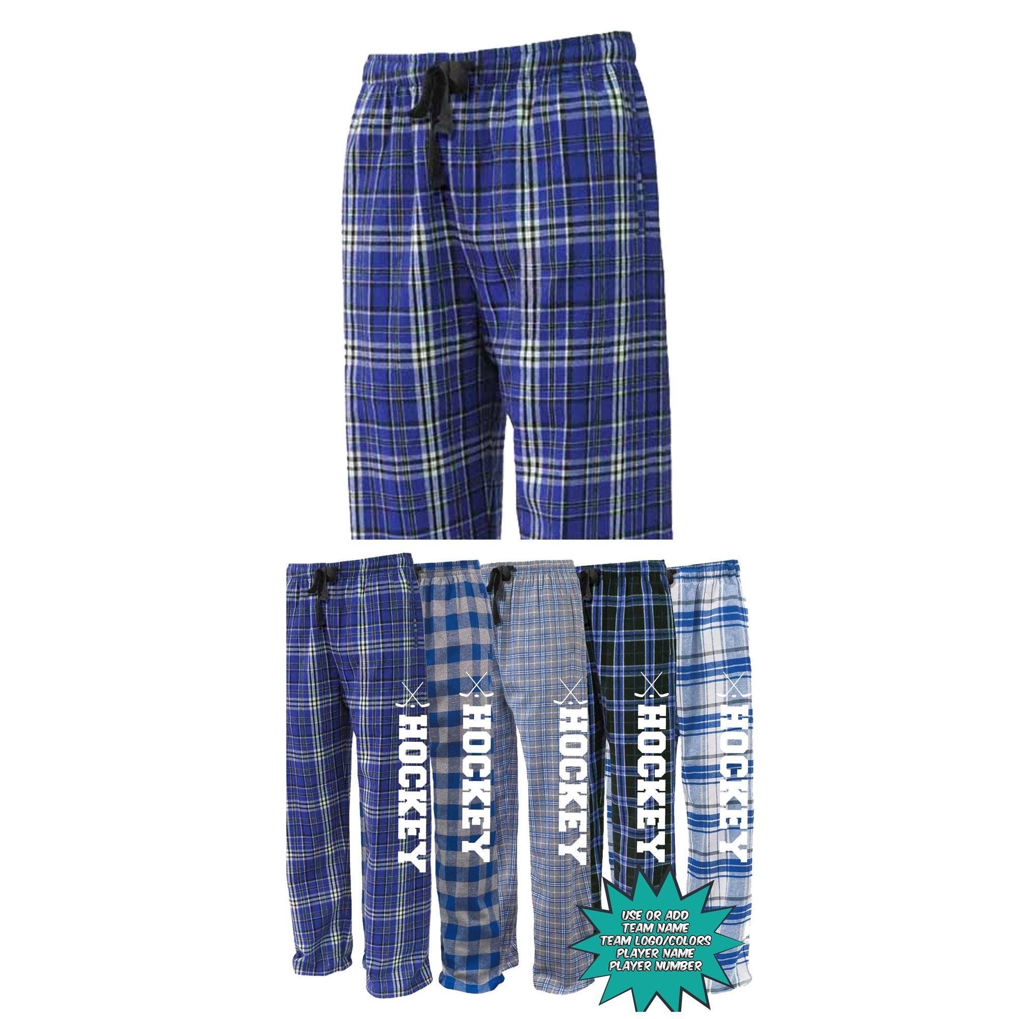 Flannel Lounge Pants Women With Pockets Hockey Team Plaid Flannel