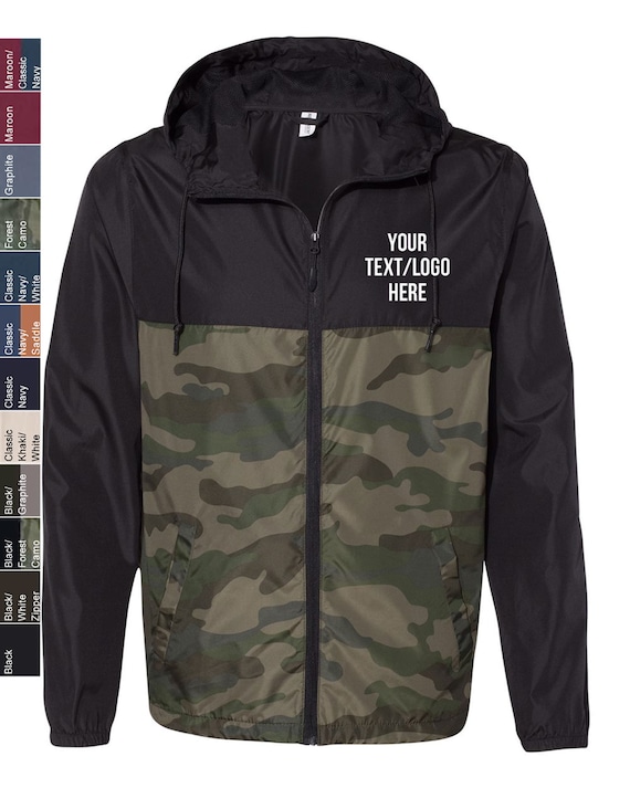 Personalized Camo Full Zip Windbreaker 