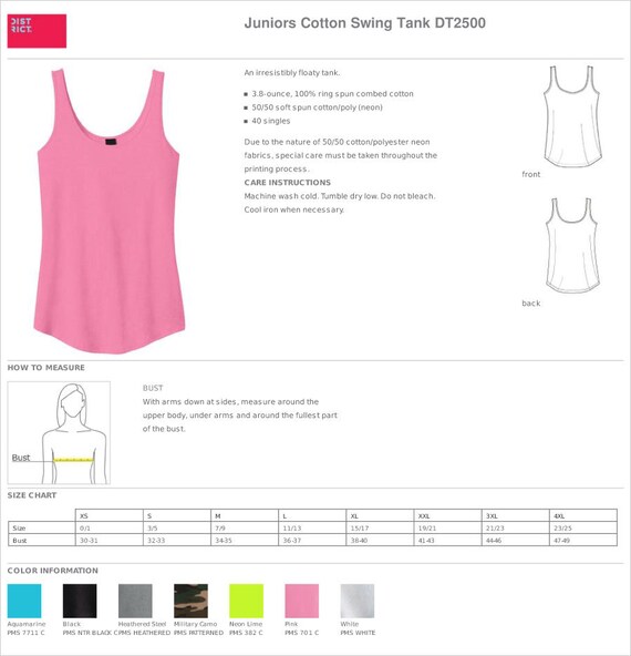 District Clothing Size Chart