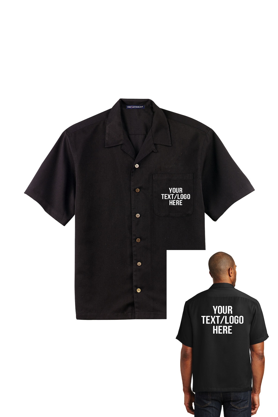Port Authority Easy Care Camp Shirt S535 - Polyester/Rayon Blend, Open Collar, Patch Pocket Work Shirt