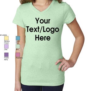 Personalized T-Shirt Next Level - Girls&#39; The Adorable CVC V - 3742 Custom Made T-Shirt with Vinyl or Glitter Print