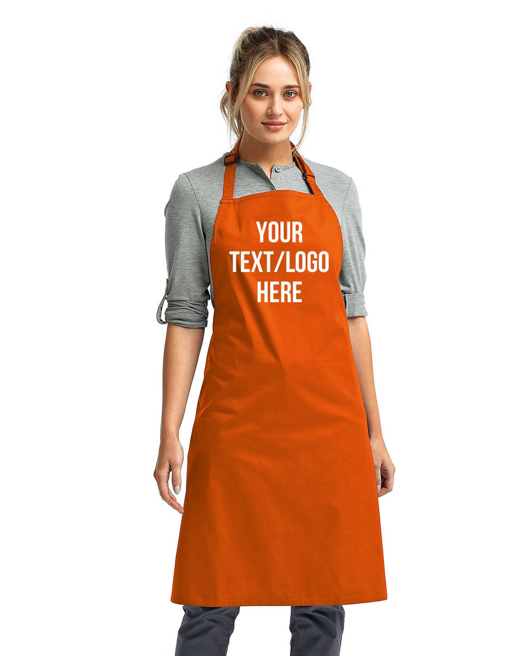 Customizable Orange Bib Apron: Personalized Vinyl or Glitter Print - Etsy