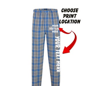 Custom Made Personalized Flannel Style Unisex Pants Blue and Gray Color Scheme Customized Pants Pajama PJ Collection