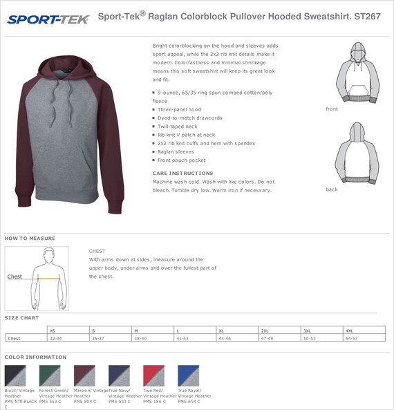 Custom Sport-tek® Raglan Colorblock Pullover Hooded Sweatshirt - Etsy UK