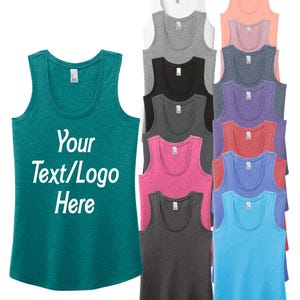 District Women’s Perfect Tri Racerback Tank DM138L Custom Tank Top Tanktops Great for Bridal Party Bachelorette Party Personalized Tank