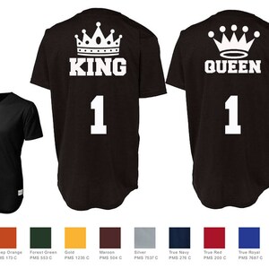 King Queen With Crowns Custom Baseball Jersey Number Style Couples Jersey Shirts Sport-Tek® PosiCharge™ Tough Mesh Full-Button Jersey St220