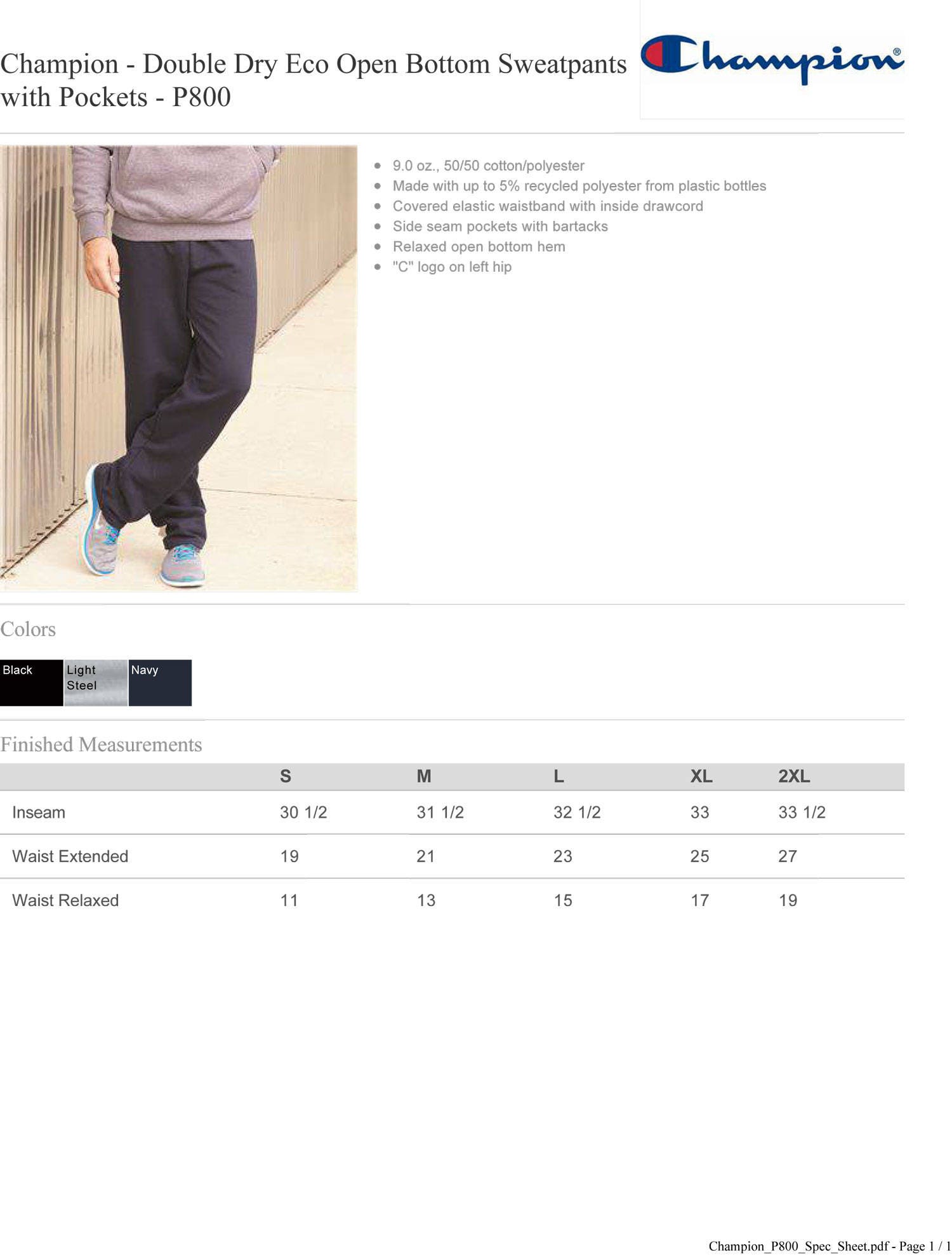 JeylaFashions Personalized Champion Eco Open Bottom Sweatpants with Pockets Must Be Customized P800 Vinyl or Glitter Print Customized Champion Pants