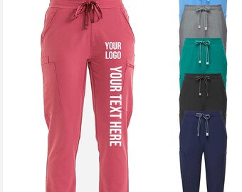 Custom Women’s Scrub Pants Logo or Text Onna NN600 Cargo Scrubs Nurse Medical Clinic