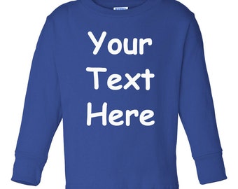 Custom Toddler Long Sleeve T-Shirt: Personalized Vinyl or Glitter Print Rabbit Skins 3311
