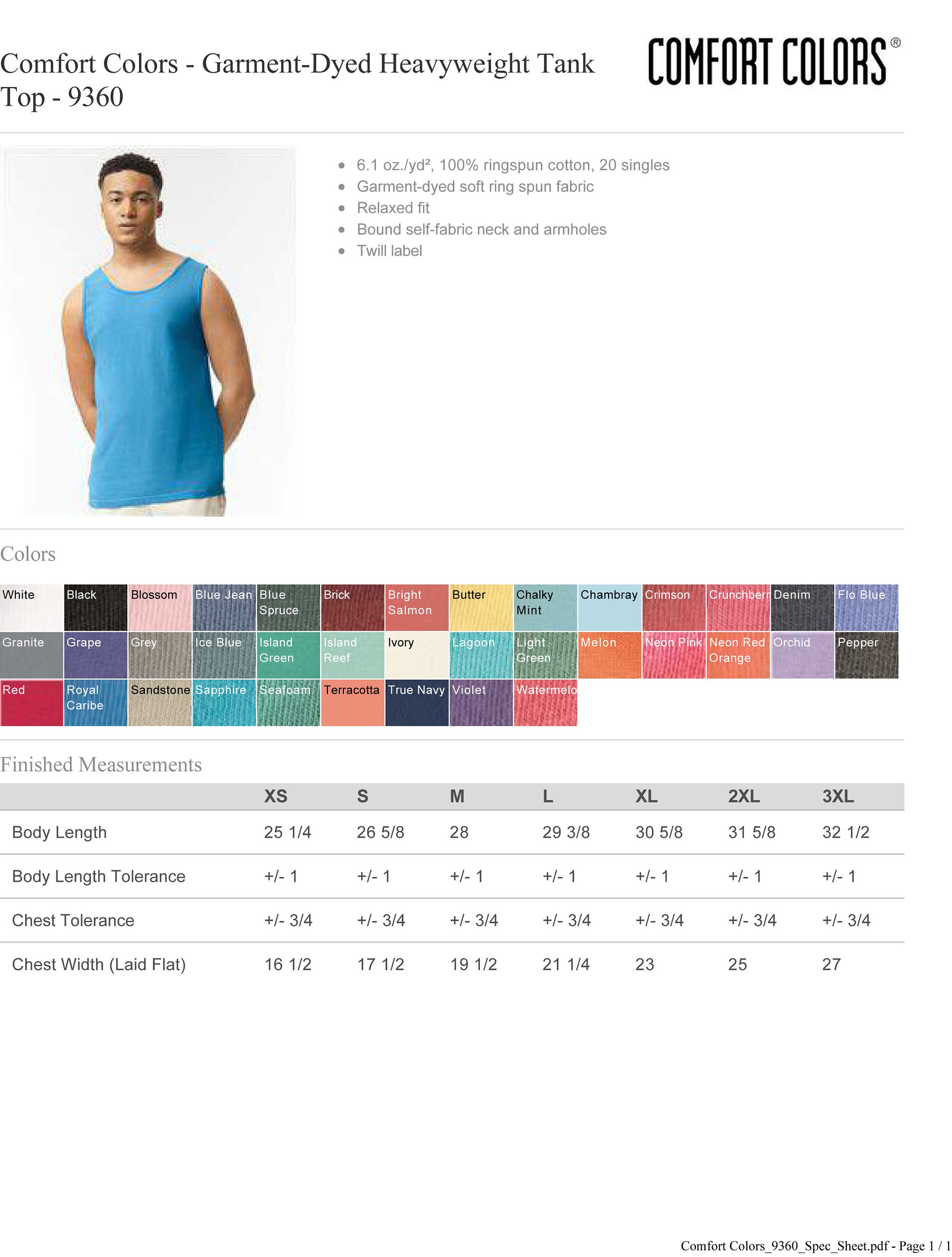 Comfort Colors Men's Adult Tank Top, Style 9360 (X-Small, Neon