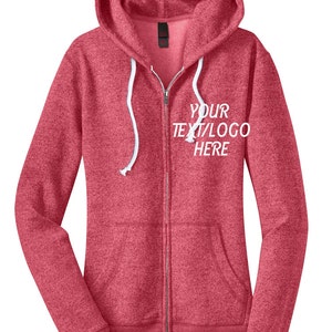 District® Juniors Marled Fleece Full-Zip Hoodie DT292 Custom District Hooded Sweatshirt Available All Colors & Sizes