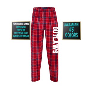 Custom Made Personalized Flannel Style Unisex Pants Red Plaid Color Scheme Customized Pants Pajama PJ Collection