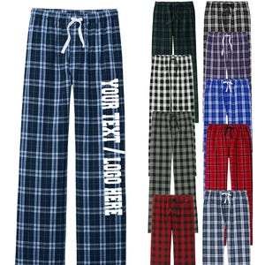 District ® Flannel Plaid Lounge Pants Custom Personalized Unisex Pants With Vinyl or Glitter Print