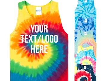 Custom Tie-Dye Tank Top: Solid or Glitter Print - Port & Company®