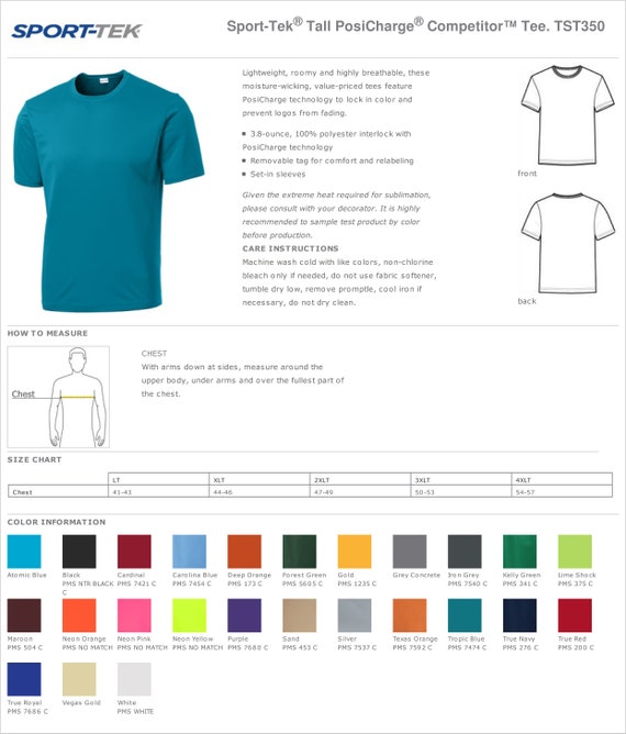 Sport-Tek Tall PosiCharge Competitor Tee - Moisture-Wicking Performance T-Shirt For Sports & Workouts - View #2