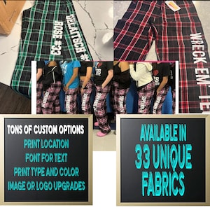 Custom Personalized Pennant Flannel Style Unisex Pants Over 21 Colors Schemes Customized Pants Adult and Youth