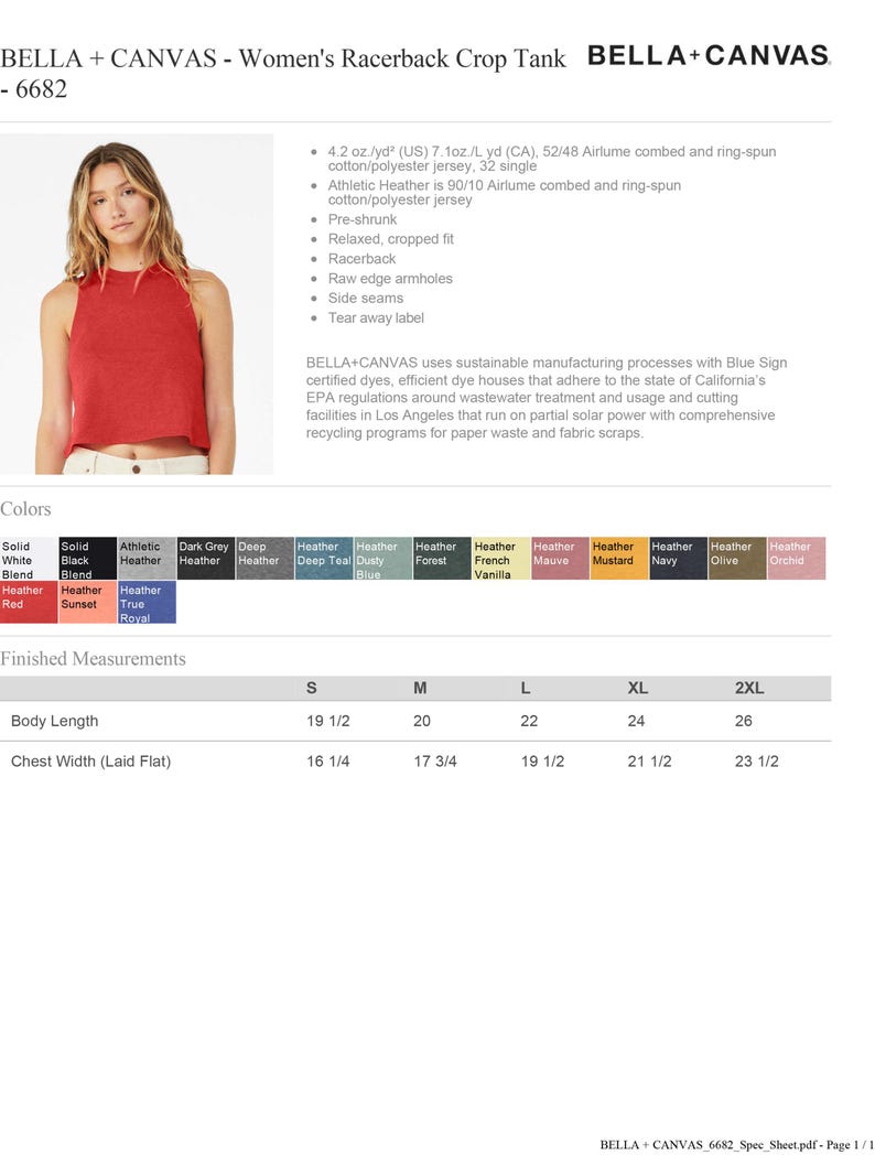 Personalized Racerback Crop Tank Top Custom Bella Canvas 6682 Women's Jersey Shirt image 4
