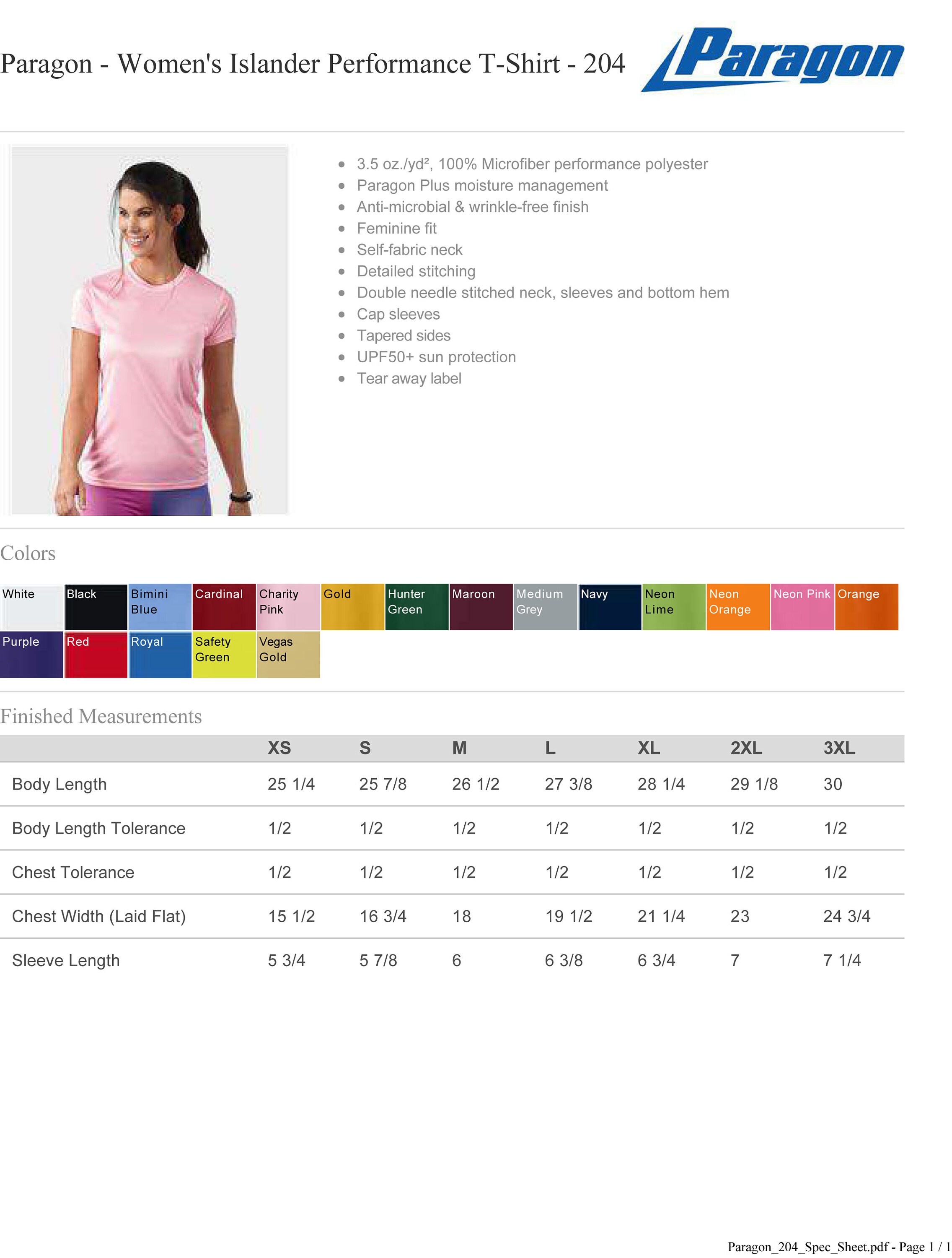 Paragon - Women's Islander Performance T-Shirt - 204 - Navy - Size: S 