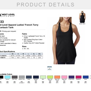 Custom Made Next Level Ladies' Terry Racerback Tank 6933 - Etsy