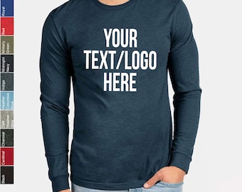 Personalized Next Level Long Sleeve Tee 6211 : Custom Solid or Glitter Print