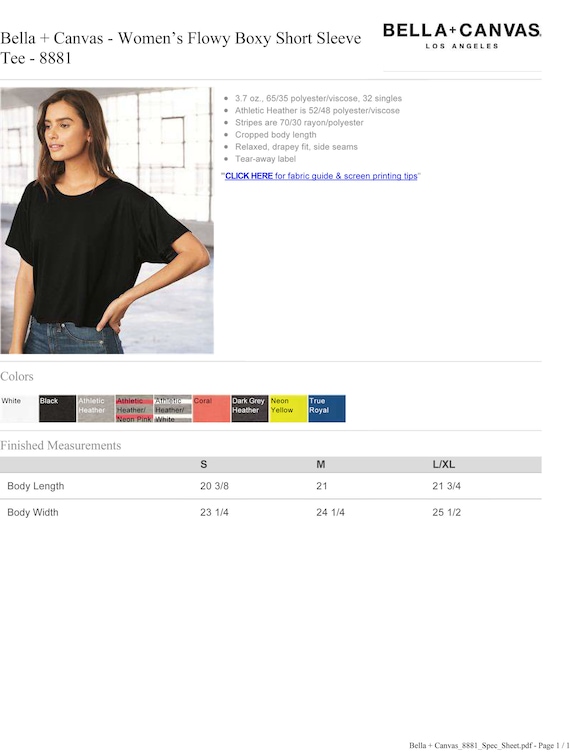 Custom Made Bella Canvas Ladies Flowy Boxy Cropped Crewneck T