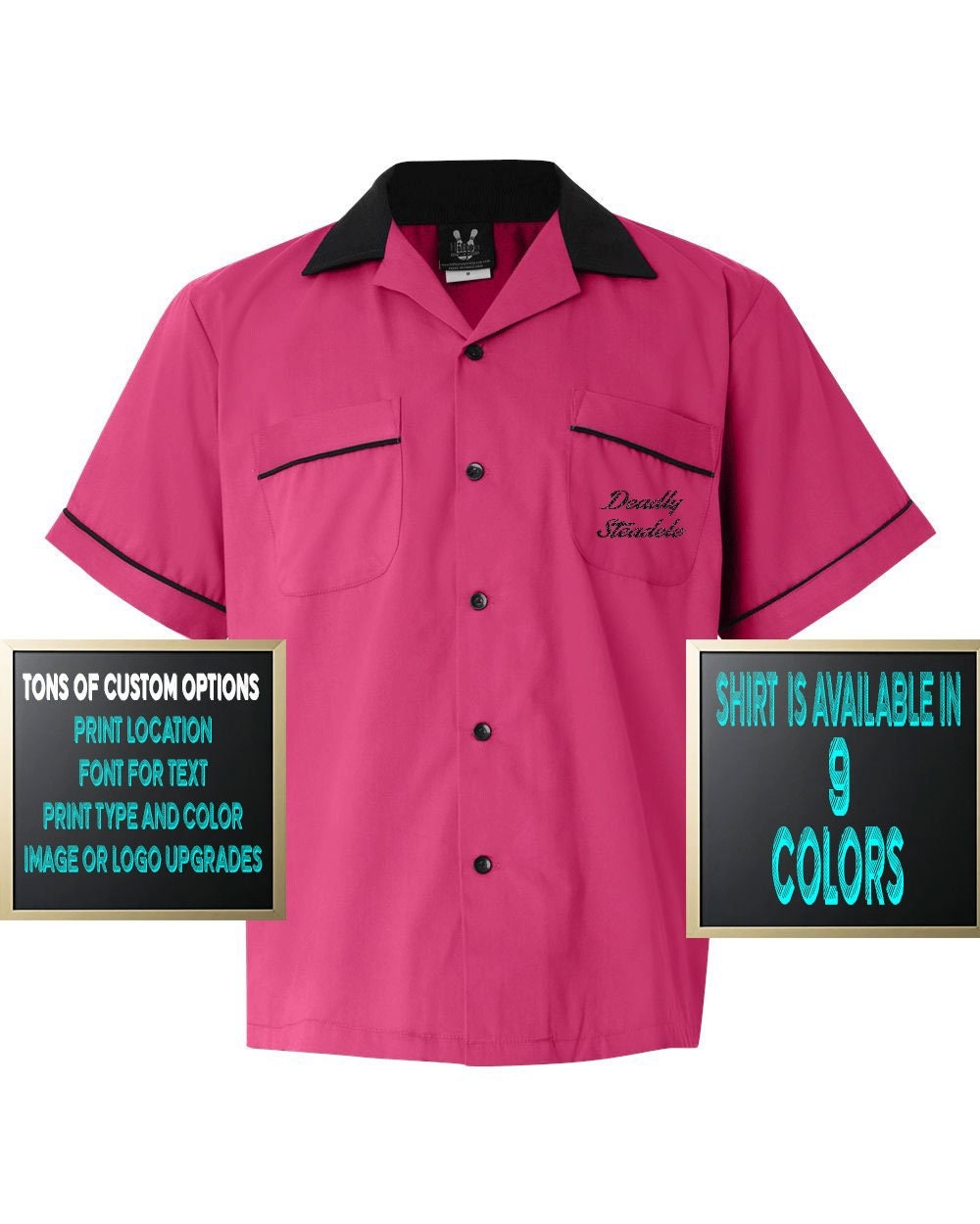 Custom Made Hilton HP2244 Pink & Black Retro Style Bowling