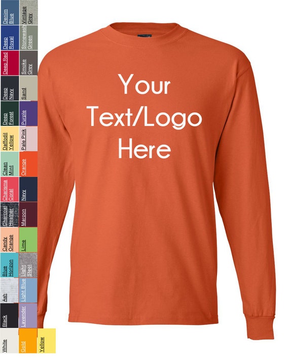 Custom Hanes Beefy-t Long Sleeve T-shirt 5186 Available in All