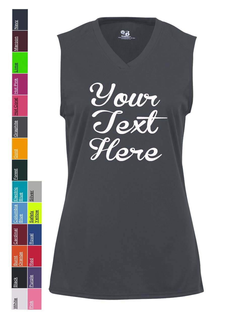 Custom Made Badger - B-Core Women's Sleeveless T-Shirt 4163 Vinyl or Glitter Print Customized All Colors Moisture Wicking Sleeveless TShirt