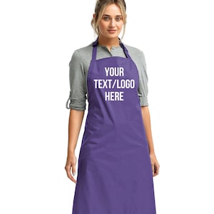 One Size Fits All Unisex Purple Artisan Collection by Reprime &quot;Colors&quot; Sustainable Bib Apron RP150 Personalized Vinyl or Glitter