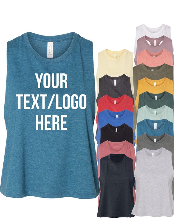 Personalized Racerback Crop Tank Top Custom Bella Canvas 6682 Women's Jersey Shirt
