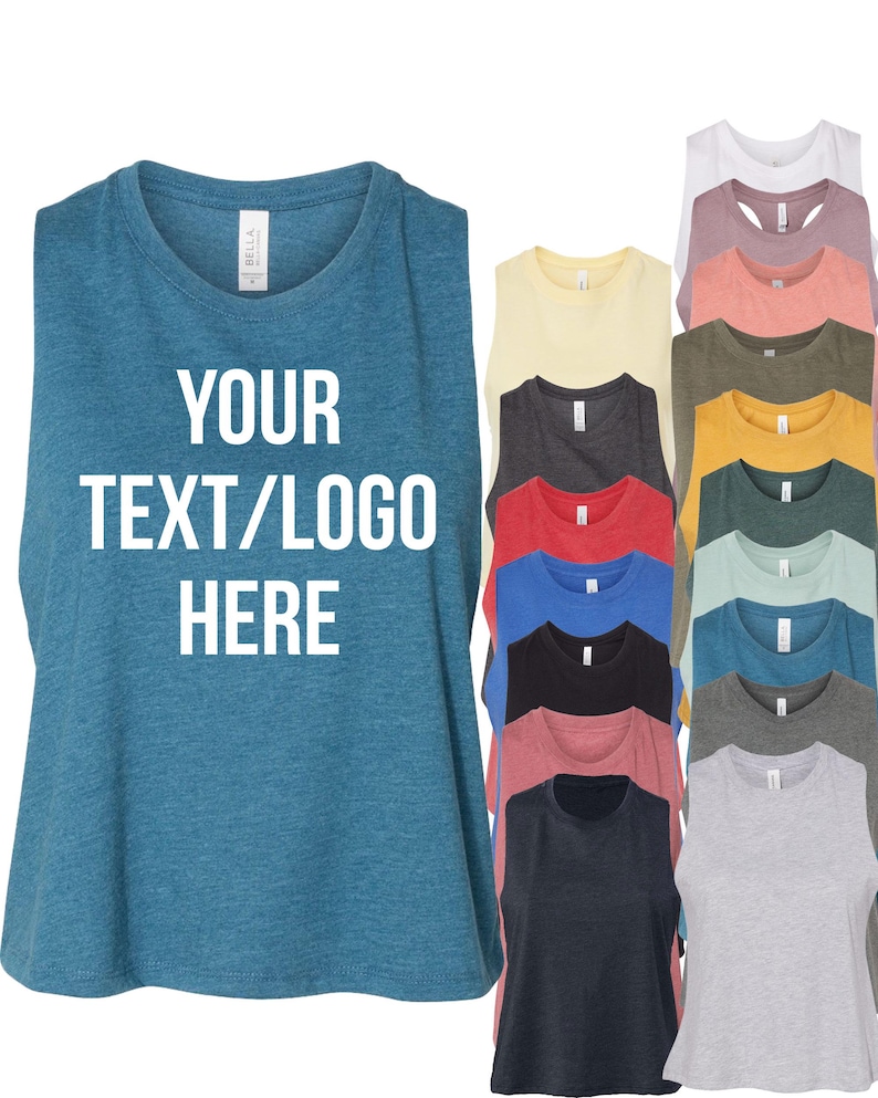 Personalized Racerback Crop Tank Top Custom Bella Canvas 6682 Women's Jersey Shirt image 1