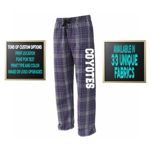 Custom Personalized Pennant Sportswear Flannel Style Unisex Pants Black and Purple Color Scheme Customized Pants Adult and Youth