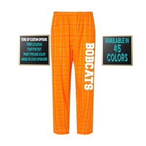 Custom Made Personalized Flannel Style Unisex Pants Orange and White Color Scheme Customized Pants Pajama PJ Collection