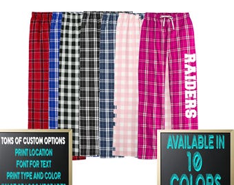 Custom Flannel Plaid Lounge Pants: Personalized Vinyl or Glitter Print