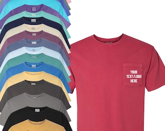 Custom ComfortWash Pocket T-Shirt: Garment Dyed Solid or Glitter Print ComfortWash GDH150 by Hanes