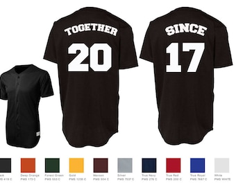 Together Since Custom Baseball Jersey Number Style Couples Jersey Shirts Sport-Tek® PosiCharge™ Tough Mesh Full-Button Baseball Jersey St220