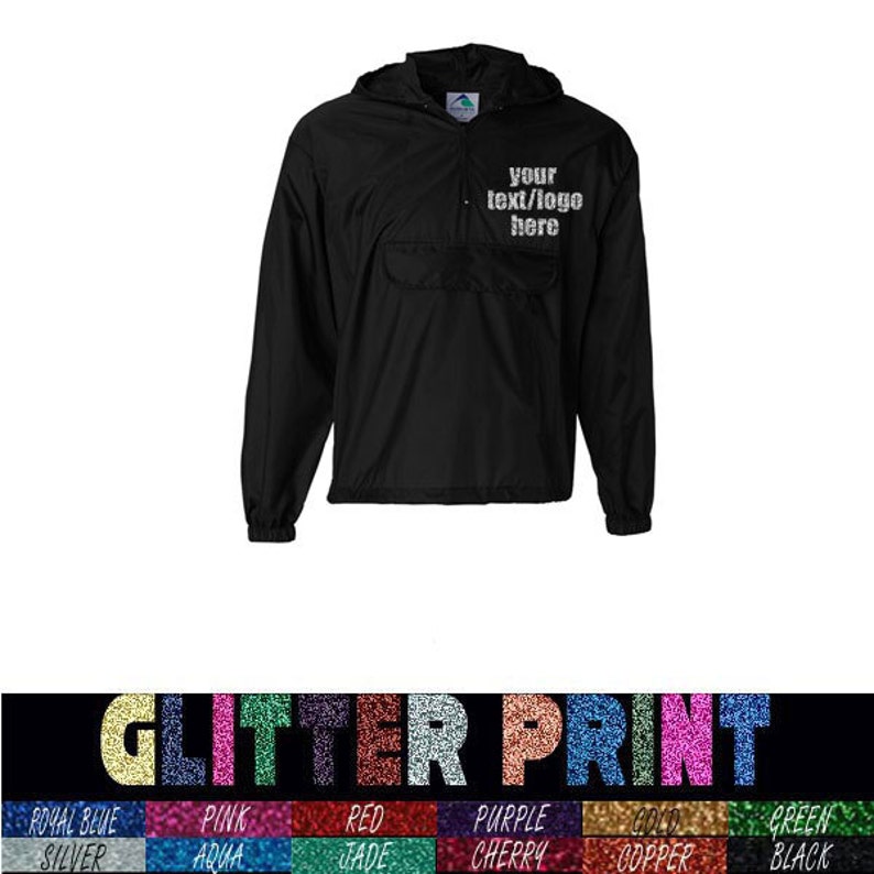 Custom Pullover Made by Augusta Sportswear Packable Half-Zip Pullover 3130 with Vinyl, Glitter or Rhinestone Print Customized Pullover image 2