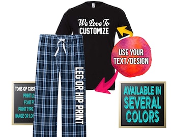 Custom Pajama Set: Personalized Text & Design PJs Navy Columbia Blue