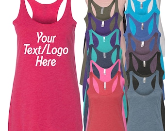 Personalized Triblend Racerback Tank Top: Custom Vinyl or Glitter Print Next Level 6733