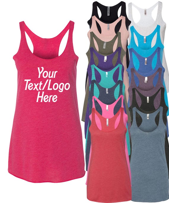 Personalized Triblend Racerback Tank Top: Custom Vinyl or Glitter Print Next Level 6733
