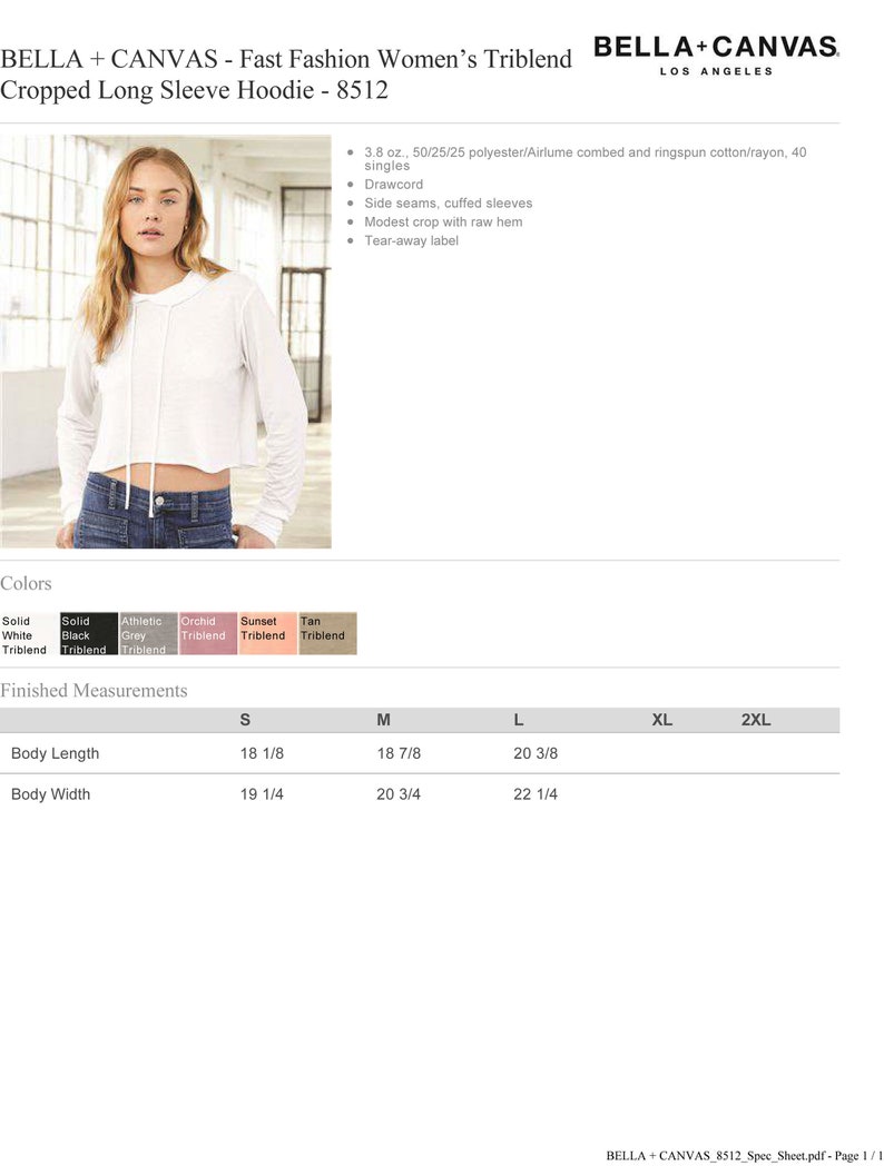 K&ouml;nnte beinhalten: Ein wei&szlig;er, kurz geschnittener Hoodie mit langen &Auml;rmeln, Kordelzug, Seitenn&auml;hten und B&uuml;ndchen an den &Auml;rmeln. Der Hoodie besteht aus einem Triblend-Gewebe und hat ein abrei&szlig;bares Etikett. Das Gewebe besteht aus 50 % Polyester, 25 % Airlume-gek&auml;mmter und ringgesponnener Baumwolle und 25 % Viskose. Der Hoodie ist in den Gr&ouml;&szlig;en S, M, L, XL und 2XL erh&auml;ltlich.
