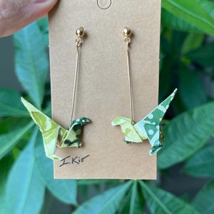 Origami Dinosaur Earrings | Japanese Paper Art | Unique Handmade Gift | Washi Paper | Lightweight | Statement Earings | Paper Earrings