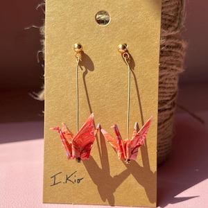 Origami Crane Earrings| Japanese Paper Art | Unique Handmade Gift | Washi Paper | Lightweight | Statement Earings | Handmade Paper Earrings