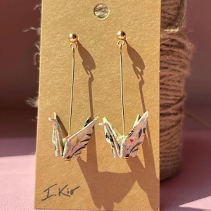 Origami Crane Earrings | Japanese Paper Art | Unique Handmade Gift | Washi Paper | Lightweight | Statement Earings | Handmade Paper Earrings