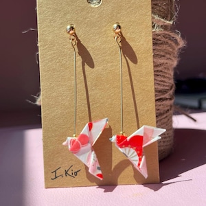 Origami Dove Earrings | Japanese Paper Art | Unique Handmade Gift | Washi Paper | Lightweight | Statement Earings | Handmade Paper Earrings