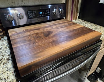 Handmade Black Walnut Stove Cover: Large Cutting Board & Serving Tray